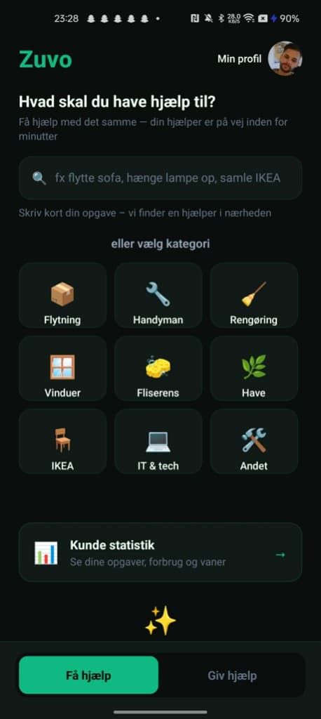 Vælg kategori og beskriv opgaven